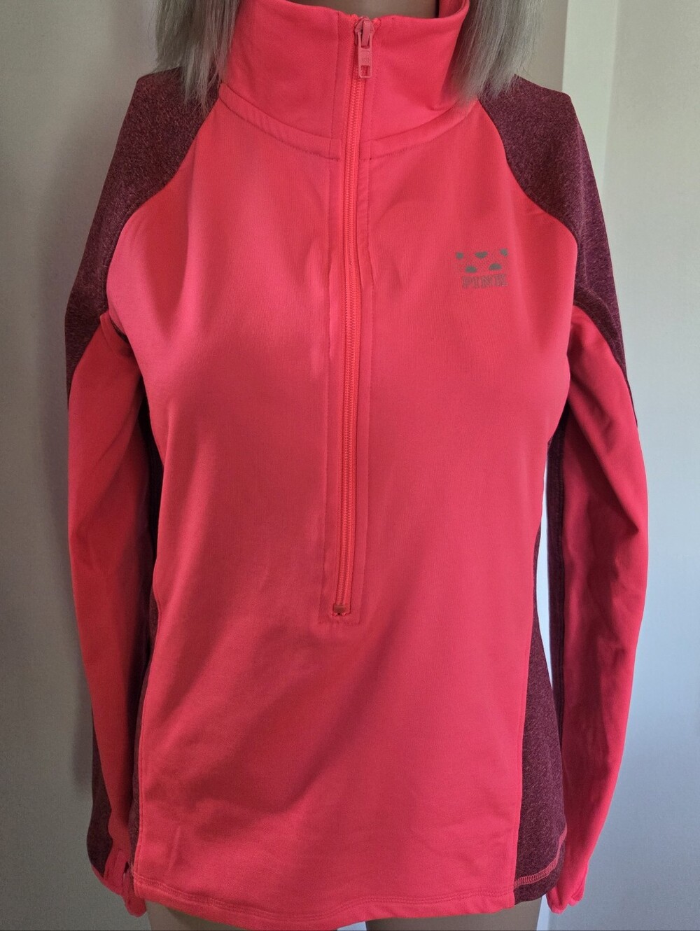 PINK Victoria's Secret Ultimate Half-Zip Pullover Sleeve Thumbholes Size S/P